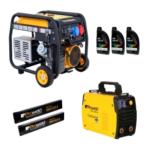 Generator cu invertor sudura, FD10000ER-E3R 8.5kW, benzina, multistart + MMA 220 PULS 220A, Pulse MMA, TIG Lift, Arc Force, VRD, electrod max. 5.0mm + 3L ulei PRO 10W-30 + 1kg electrozi 2.5mm + 1kg electrozi 3.2mm