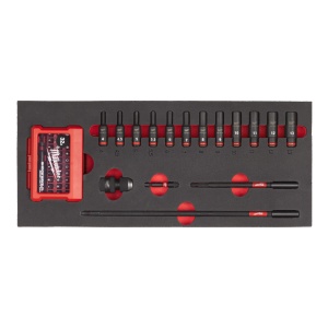 Insertie spuma cu chei tubulare de impact lungi 1/4", 17buc, 4932493386 Milwaukee