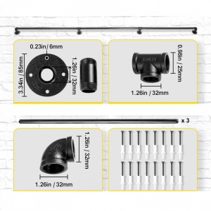 Mana curenta din otel, Vivatechnix Negru Mat, lungime 2.7 m, diametru teava 32 mm - Img 7