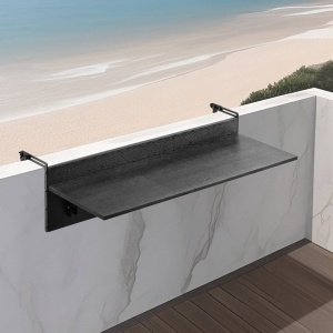 Masa suspendata, pliabila, pentru balcon, Otel Inoxidabil/MDF, max 25 kg, 800 x 450 x 240 mm, Negru - Img 4