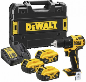 Masina de gaurit / insurubat, motor fara perii, DeWalt DCD708P3T-QW, cu 3 acumulatori, 18 V, 5 Ah