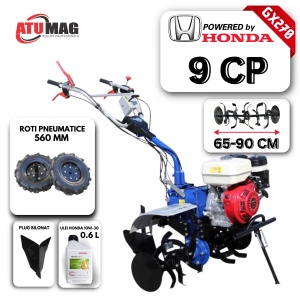 Motosapa AGT 9000 PREMIUM, motor Honda GX270, 9 CP, roti 560 mm, latime de lucru 90 cm, transmisiecu ambreiaj si cutie de viteze de fonta cu roti dintate in baie de ulei, 3 viteze