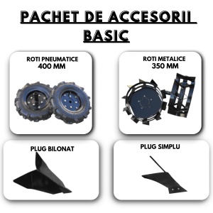 Motosapa Media Line MS 6580-4, 7 CP, freza 80 cm, benzina, 2.9 l, Pachet BASIC: roti pneumatice 400 mm + suport accesorii + plug bilonat + roti metalice 350 mm + plug simplu - Img 3