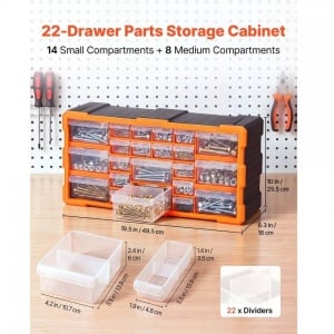 Organizator accesorii cu 22 sertare, Plastic, 49.5x16x25.5 cm - Img 4