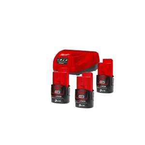 Pachet M12 NRG-303 NRG cu 3 acumulatori M12 B3 si incarcator C12 C, Milwaukee, cod 4933459207