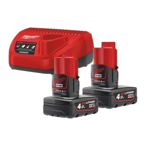 Pachet M12 NRG-402 cu 2 acumulatori M12 B4 si incarcator C12 C, Milwaukee, cod 4933459211