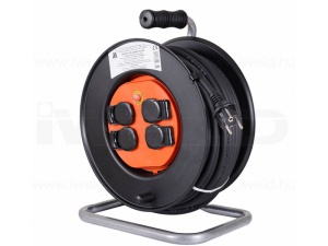 Rolă de cablu prelungitor cu 4 prize cu împământare, cauciuc 3x1.5mm2/40m, Iweld