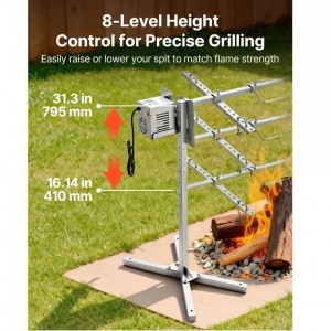 Rotisor electric pentru gratar Inox, max 60 kg, lungime de lucru 132 cm, putere 38 W, Inaltime reglabila 8 niveluri, 3 rpm - Img 3