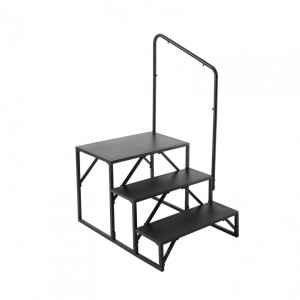 Scara portabila cu balustrada, 3 trepte, Otel, capacitate 200 kg, Negru, Inaltime 540 mm - Img 2