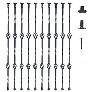Set 10 stalpi balustrada, Vivatechnix 56 x 56 x 1122 mm, Negru mat, accesorii prindere