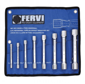 Set 8 chei tubulare lucioase 0442, Fervi