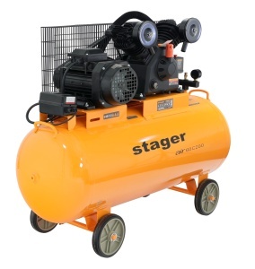 Stager Air 60C200 compresor aer, 200L, 10bar, 600L/min, trifazat, angrenare curea - Img 3