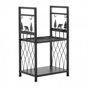 Suport de lemne pentru seminee, 2 x niveluri, Vivatechnix 455 × 330 × 765 mm, Otel, Negru - Img 3