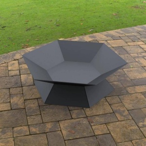 Vatra pentru terasa/gradina, Hexagon Fire Pit KRO-1072, Otel, Negru, diametru 870 mm, grosime 3 mm - Img 6