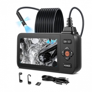 Camera endoscop cu triplu obiectiv si lumina led, Zoom 8X, ecran IPS HD 4.5, Lentila subtire 8 mm, IP67, cablu 5 m - Img 2