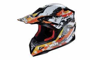 Casca moto ATV integrala HECHT 53915M, design mozaic, material ABS, marime M 57-58 cm, portocaliu