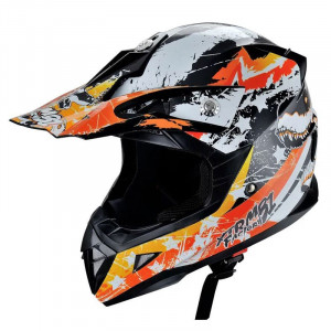 Casca moto ATV integrala HECHT 53915S, design mozaic, material ABS, marime S 55-56 cm, portocaliu - Img 2