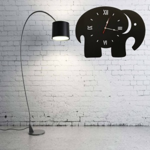 Ceas de perete metalic Krodesign Elephant, diametru 70 cm, negru - Img 5