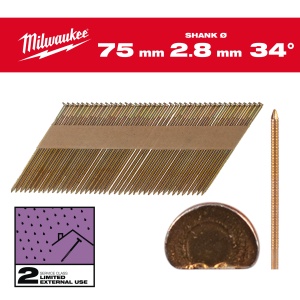 Cuie in banda inclinate 7.4x2.8mm, 34°, 75mm, 2.200buc, 4932492608 Milwaukee