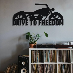 Decoratiune metalica de perete Krodesign Drive to Freedom KRO-1118, lungime 80 cm, negru, grosime 1.5 mm - Img 2