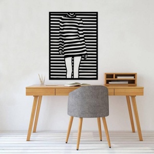 Decoratiune perete Krodesign KRO-1037 Girl, lungime 80x58 cm, negru - Img 3