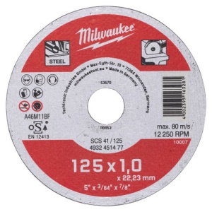 Disc abraziv pentru debitat metal, 125x1.0x22.22, MILWAUKEE®