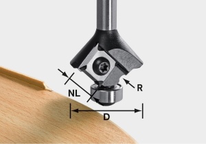 Freză de rotunjit cu plăcuţe amovibile S8 HW R2 D28 KL12,7 MFK, Festool