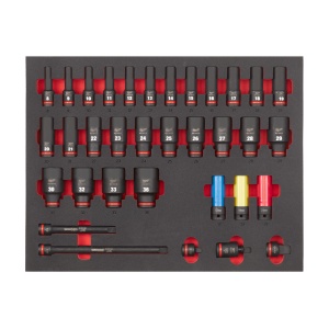 Insertie spuma cu chei tubulare de impact lungi 1/2", 34buc, 4932493394 Milwaukee