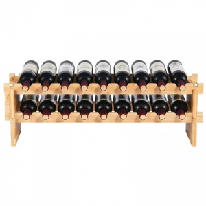 Raft pentru 18 de sticle de vin, Stivuibil, 2 niveluri, Vivatechnix Modular, 850x250x275 mm, Lemn bambus, Maro - Img 2