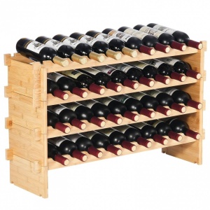 Raft pentru 36 de sticle de vin, Stivuibil, 4 niveluri, Vivatechnix Modular, 850x250x525 mm, Lemn bambus, Maro
