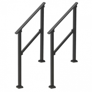 Set 2 balustrade otel, 1-2 trepte Vivatechnix, Dimensiune 1030 x 84 x 920 mm, Unghi reglabil 0° - 40°, Negru