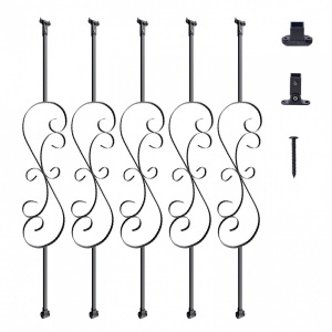 Set 5 stalpi balustrada, Vivatechnix 185 x 20 x 1118 mm, Negru mat, accesorii prindere