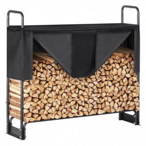 Suport de lemne pentru seminee/sobe, Vivatechnix 1321 x 360 x 1170 mm, Otel, Negru, Husa impermeabila