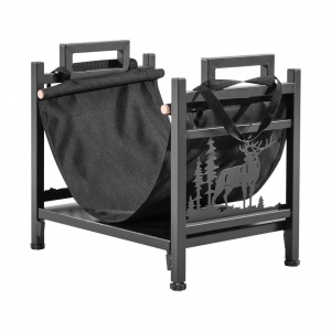 Suport de lemne pentru seminee, Vivatechnix 450 × 315 × 415 mm, Otel, Negru - Img 3