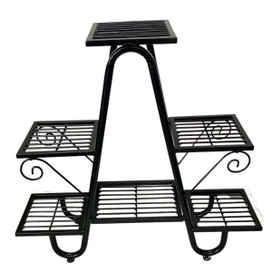 Suport pentru flori Vivatechnix VMD-1075, Negru, 81x22x77 cm, 5 polite - Img 2