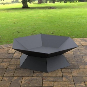 Vatra pentru terasa/gradina, Hexagon Fire Pit KRO-1072, Otel, Negru, diametru 870 mm, grosime 3 mm - Img 2