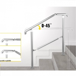Balustrada inox pentru 2 sau 3 trepte Vivatechnix, Inaltime 86 cm, lungime 106 cm, pozitii reglabile - Img 6