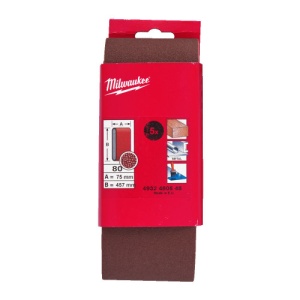 Banda abraziva, 75x457mm, gr.80, 5buc, MILWAUKEE®