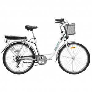 Bicicleta electrica Hecht prime white cu sasiu din aluminiu schimbator shimano acumulator 36 v - Img 4