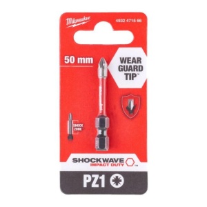 Bit pentru insurubat, PZ 1, prindere 1/4 HEX E 6.3, 50 mm, Shockwave Impact Duty, MILWAUKEE® - Img 2