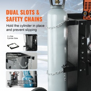 Carucior pentru aparat de sudura si accesorii, Otel, max 120 kg, 2 niveluri, 750x710x480 mm - Img 4