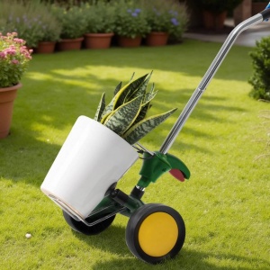 Carucior pentru transportat ghivece, max 65 kg, Otel/Plastic, brate reglabile - Img 2