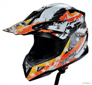 Casca moto ATV integrala HECHT 53915S, design mozaic, material ABS, marime S 55-56 cm, portocaliu