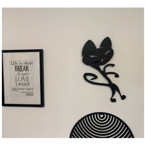 Ceas de perete metalic Krodesign Black Cat-2, diametru 50 cm - Img 3