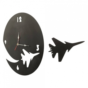 Ceas de perete metalic Krodesign Plane, diametru 50 cm, negru - Img 3