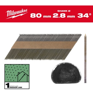 Cuie in banda inclinate 7.4x2.8mm, 34°, 80mm, 2.200buc, 4932492603 Milwaukee