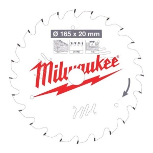Disc fierastrau circular, D 20X165 mm, 24 dinti, pentru lemn, MILWAUKEE®