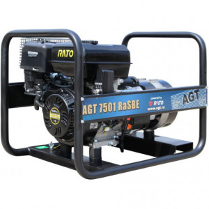 Generator de curent monofazat AGT 7501 RaSBE, motor Rato, 6.4 kVA, pornire electrica, benzina, protectie termica