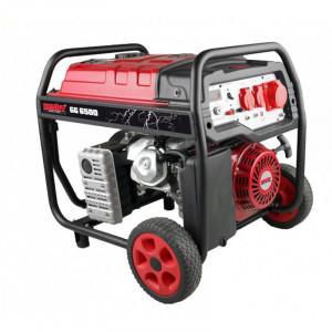 Generator de curent monofazat HECHT GG 6500, motor benzina, 4 timpi, 389 CC, 5 kW, max 5.5 kW, cu roti si maner