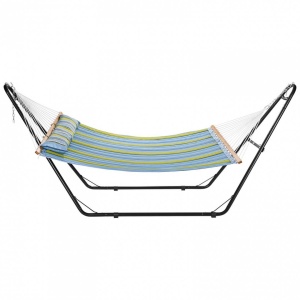 Hamac cu suport otel si perna, matlasat, pentru 2 persoane, Vivatechnix max 225 kg, 3125 x 920 x 1340 mm, dungi verzi - Img 3